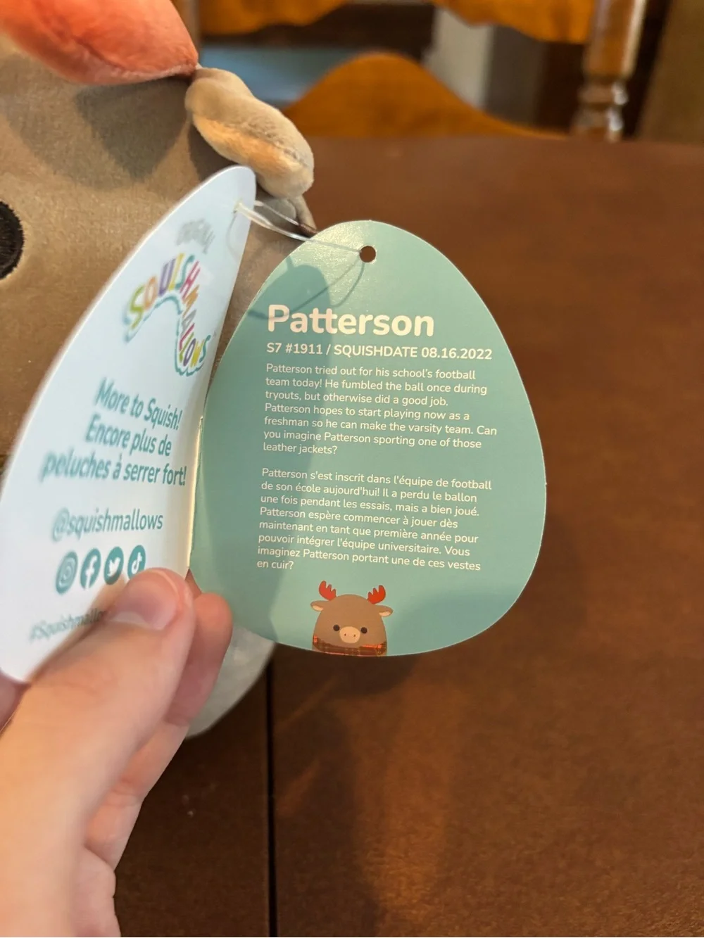 Squishmallows Patterson Gray & Orange Plaid Plush Moose